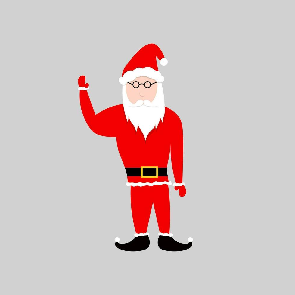 Weihnachtsmann, ein Weiß bärtig Santa claus Wer ist winken und tragen ein rot Hemd Komplett mit andere Attribute vektor