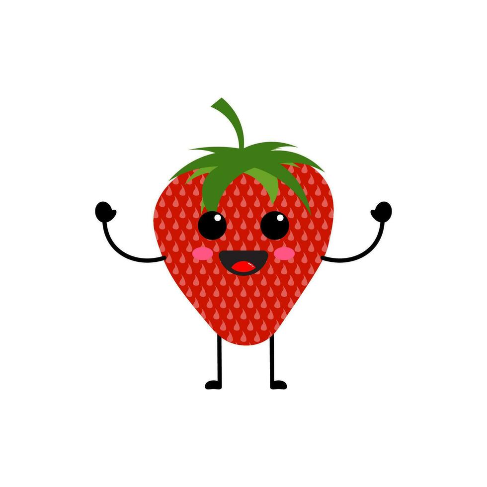 jordgubb frukt design med en söt, roligt, och rolig uttryck vektor