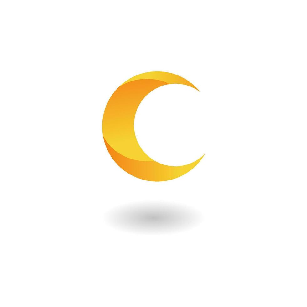 de modern c logotyp är gul, logotyp, c, halvmåne vektor