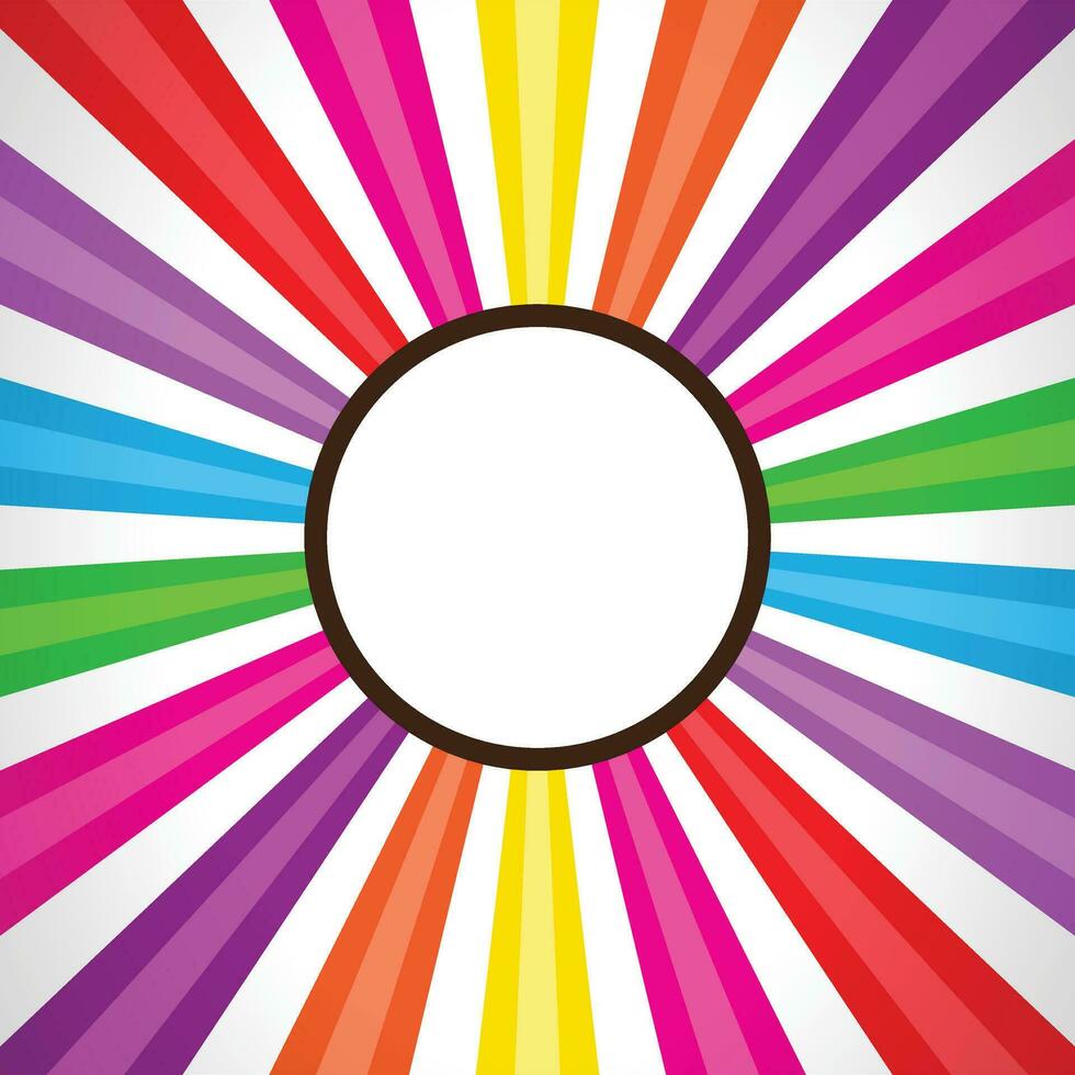 Regenbogen Stil bunt Sunburst Muster Hintergrund mit Abzeichen, Strahlen, radial, Sommer- Banner, Vektor Illustration
