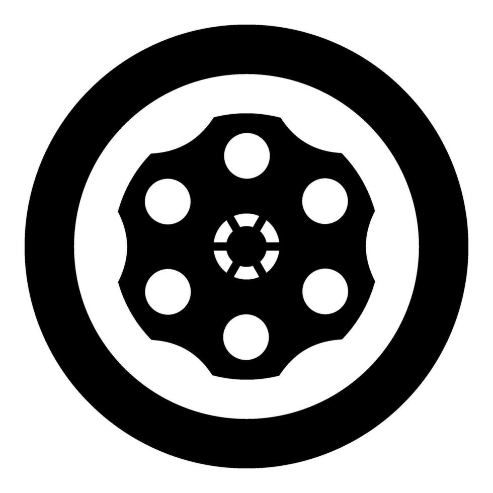 das Trommel von das Revolver Symbol im Kreis runden schwarz Farbe Vektor Illustration Bild solide Gliederung Stil
