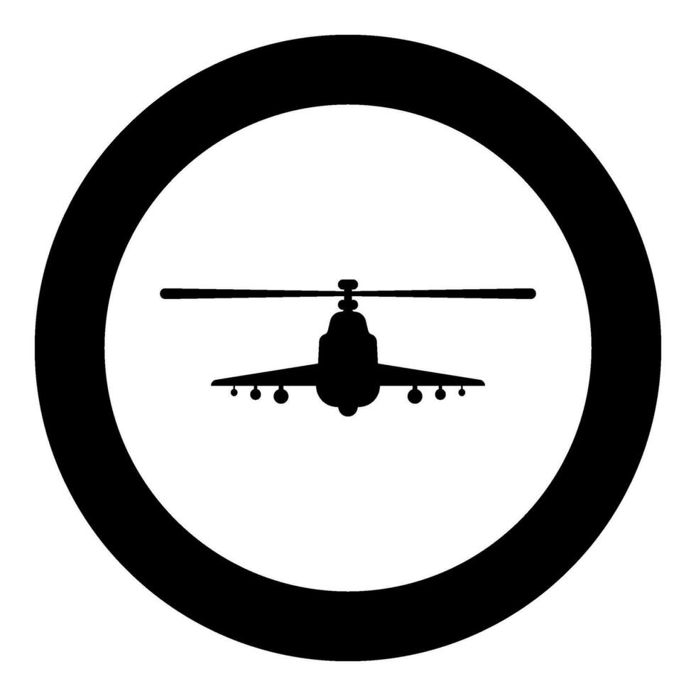 bekämpa helikopter ge sig på militär begrepp se främre ikon i cirkel runda svart Färg vektor illustration bild fast översikt stil