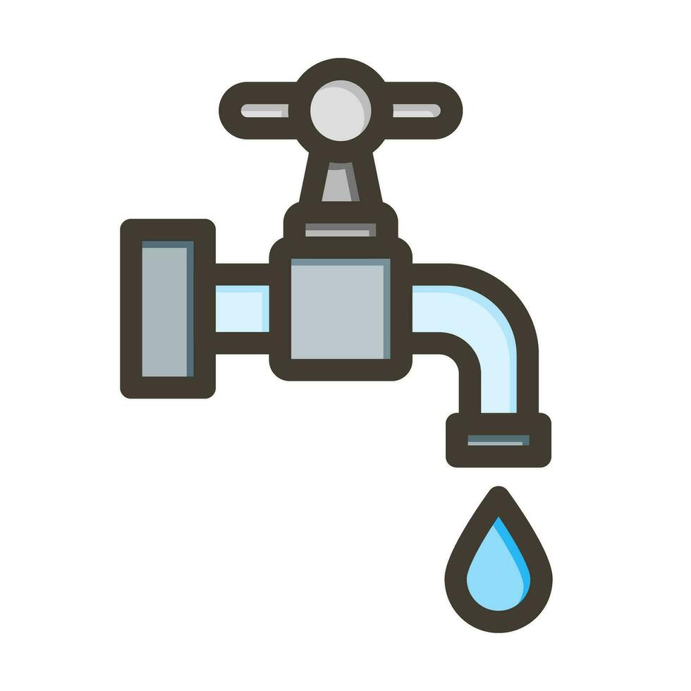 Wasserhahn Vektor dick Linie gefüllt Farben Symbol Design