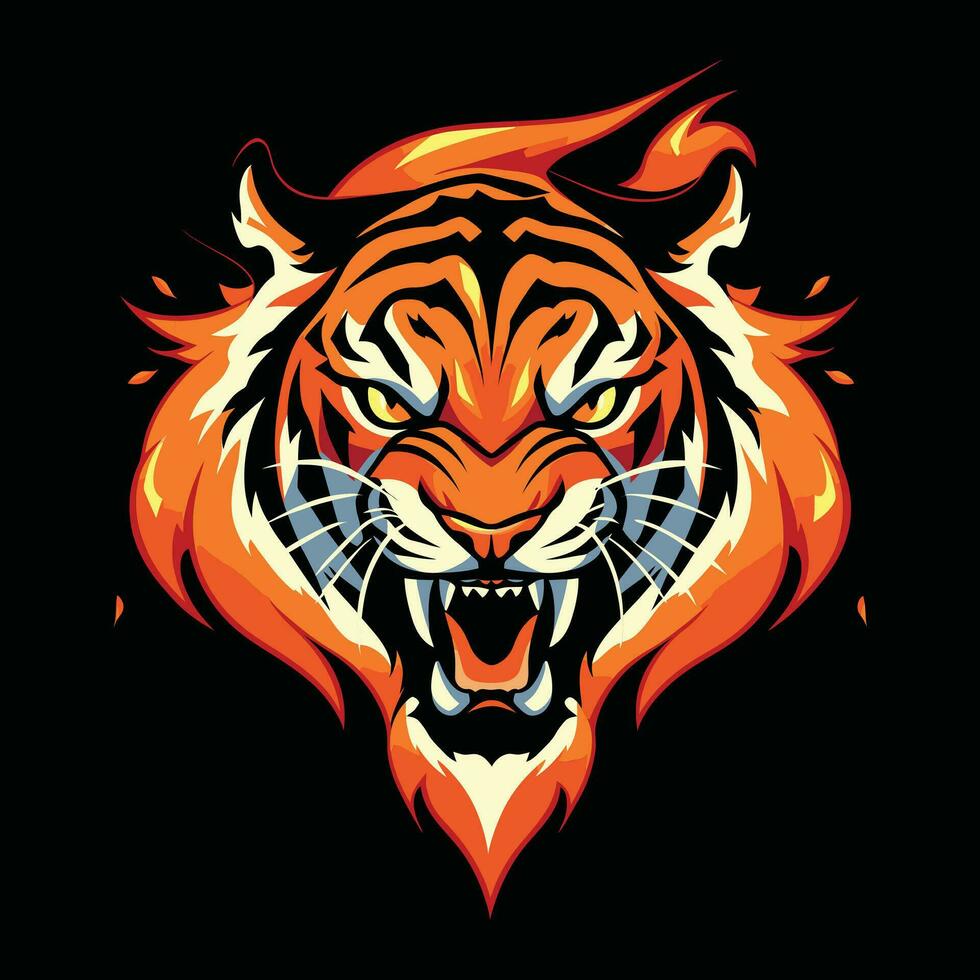 Tiger Kopf Maskottchen Logo zum Esport. Tiger T-Shirt Design vektor