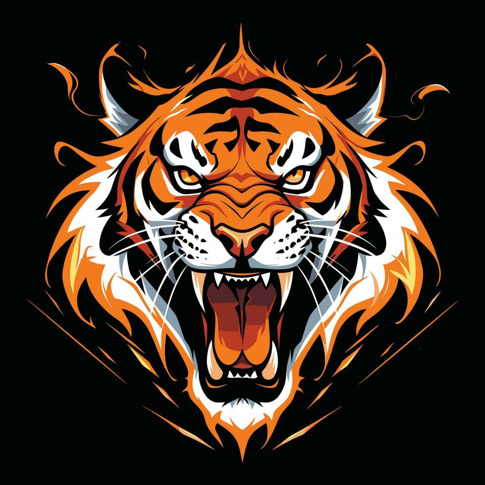 tiger huvud maskot logotyp för esport. tiger t-shirt design vektor