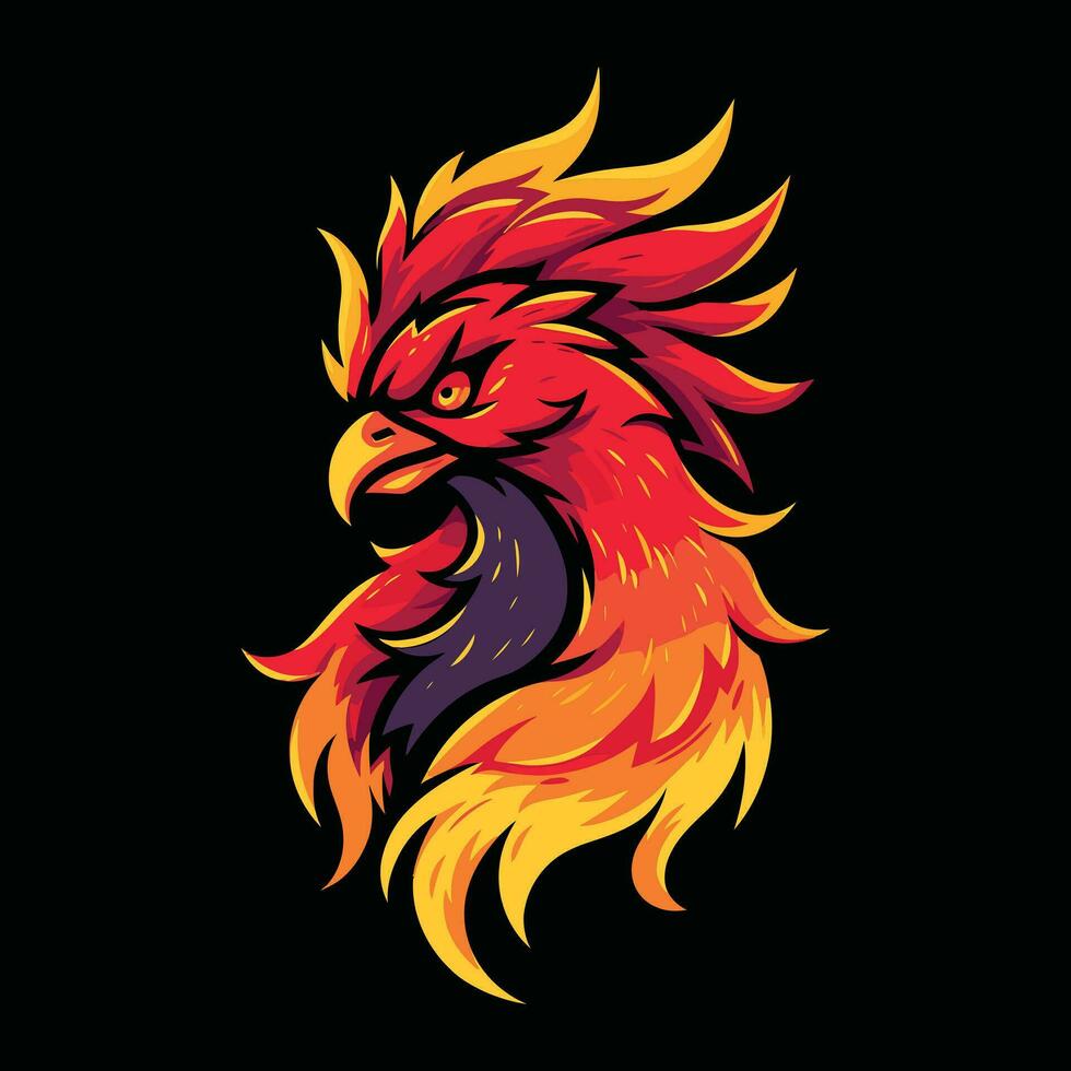 fågel Fenix huvud maskot logotyp för esport. fågel Fenix t-shirt design. isolerat på svart bakgrund vektor