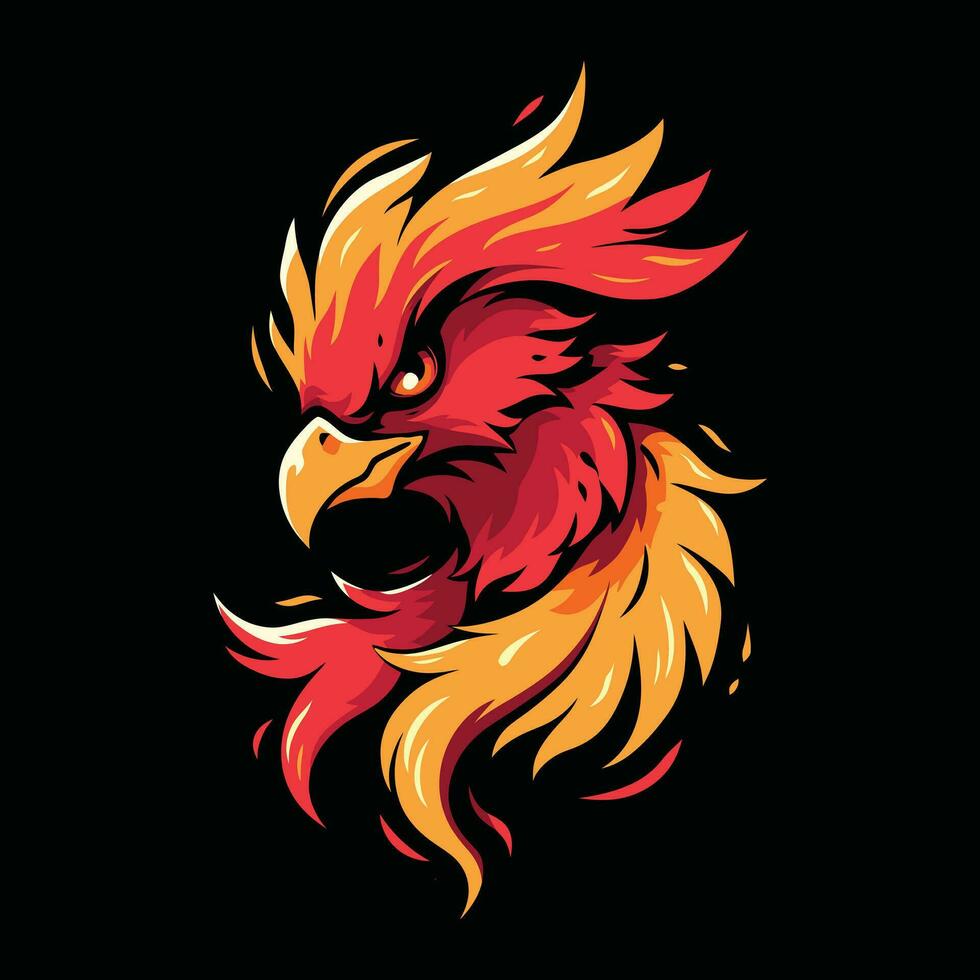 fågel Fenix huvud maskot logotyp för esport. fågel Fenix t-shirt design. isolerat på svart bakgrund vektor