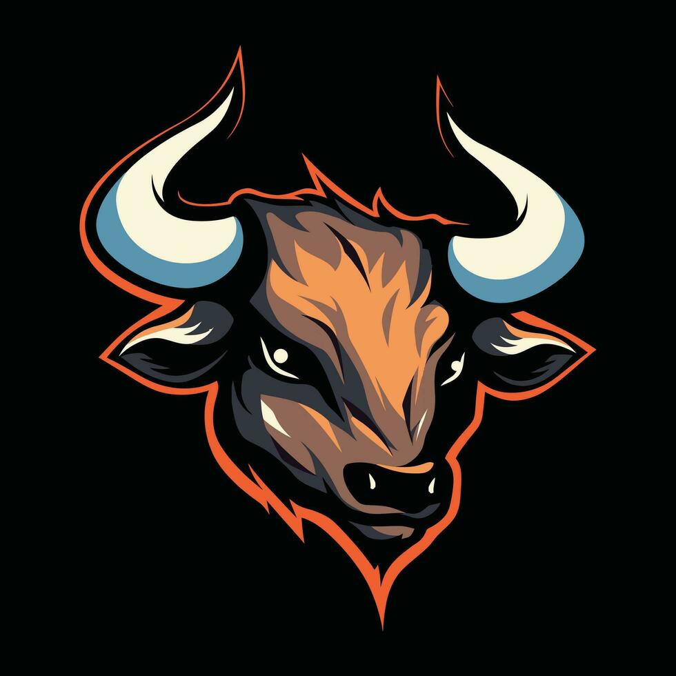 Stier Kopf Maskottchen Logo zum Esport. Stier T-Shirt Design. Stier Logo. Stier Aufkleber vektor