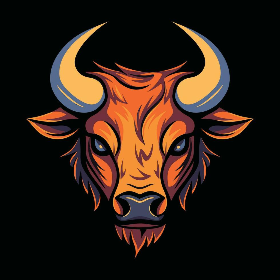 Stier Kopf Maskottchen Logo zum Esport. Stier T-Shirt Design. Stier Logo. Stier Aufkleber vektor