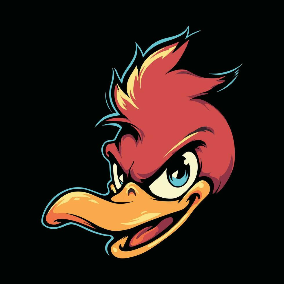 Ente Kopf Maskottchen Logo zum Esport. Ente T-Shirt Design. Ente Logo. Ente Aufkleber vektor