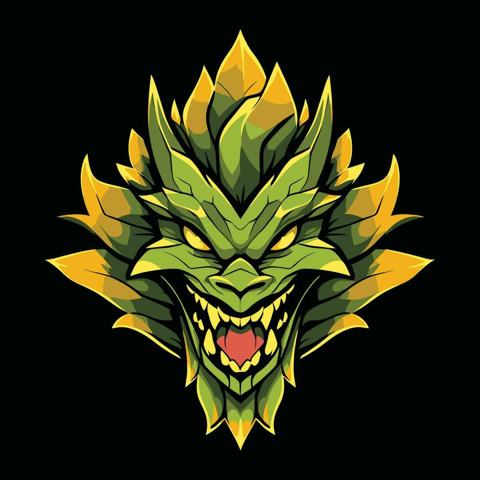 Grün Drachen Kopf Maskottchen Logo zum Esport. Grün Drachen T-Shirt Design. Grün Drachen Logo. Grün Drachen Aufkleber vektor