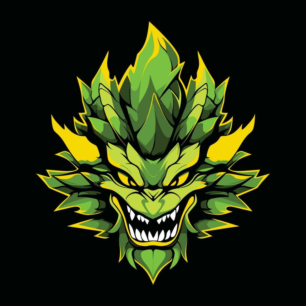 Grün Drachen Kopf Maskottchen Logo zum Esport. Grün Drachen T-Shirt Design. Grün Drachen Logo. Grün Drachen Aufkleber vektor