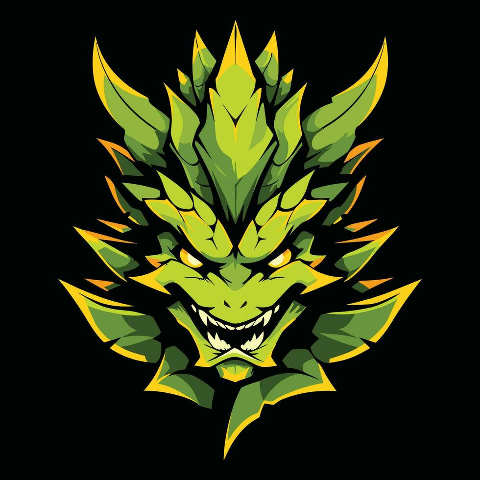 Grün Drachen Kopf Maskottchen Logo zum Esport. Grün Drachen T-Shirt Design. Grün Drachen Logo. Grün Drachen Aufkleber vektor