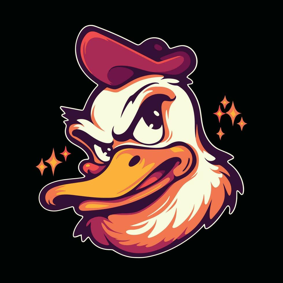 Anka huvud maskot logotyp för esport. Anka t-shirt design. Anka logotyp. Anka klistermärke vektor