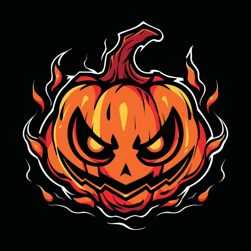 Kürbis Halloween Maskottchen Logo zum Esport. Kürbis Halloween T-Shirt Design. Kürbis Halloween Logo. Kürbis Halloween Aufkleber vektor
