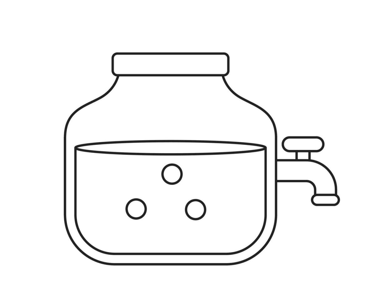 Obst schlagen Glas Mason Krug mit Wasserhahn einfarbig eben Vektor Objekt. Krug mit Party Erfrischung. editierbar schwarz Weiß dünn Linie Symbol. einfach Karikatur Clip Kunst Stelle Illustration zum Netz Grafik Design