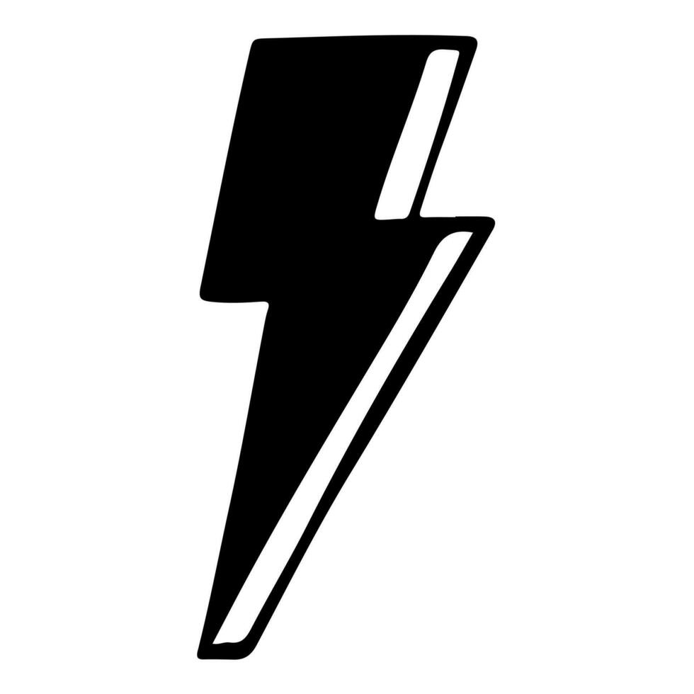 Gekritzelskizzenart der elektrischen Blitzsymbol-Vektorillustration für Konzeptdesign. vektor