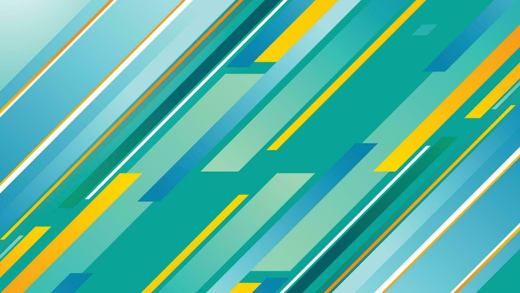 Linien Grün abstrakt bunt Hintergrund. minimal geometrisch Hintergrund. dynamisch Blau Formen Komposition mit Orange Linien. abstrakt Hintergrund modern Hipster futuristisch Grafik vektor