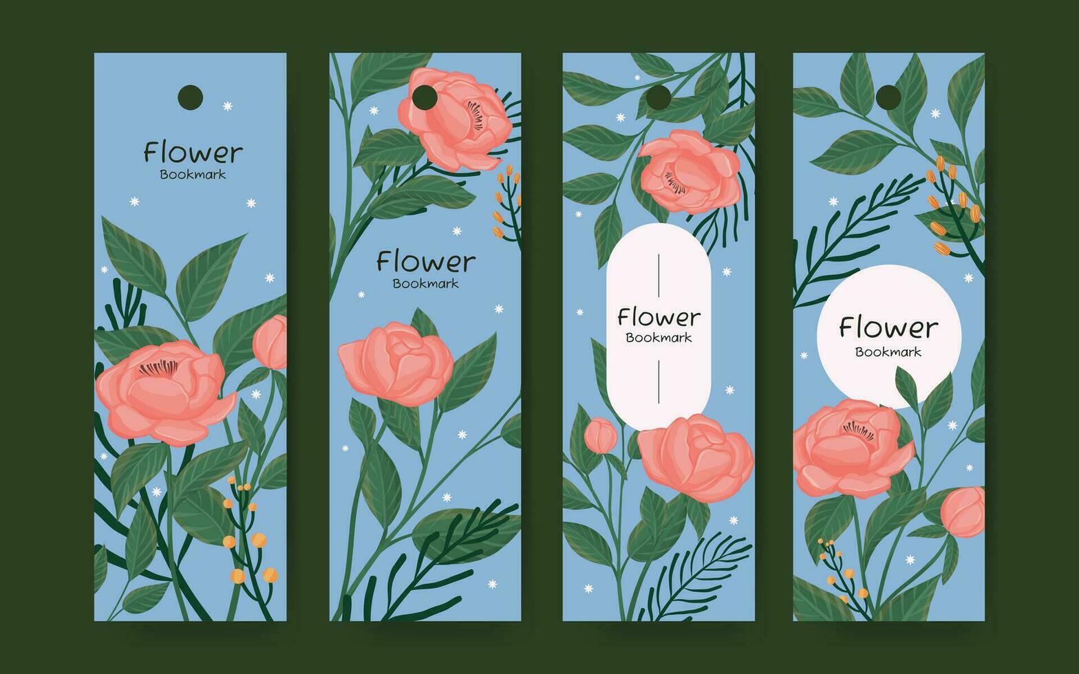 Hand gezeichnet Blumen- Lesezeichen Design vektor