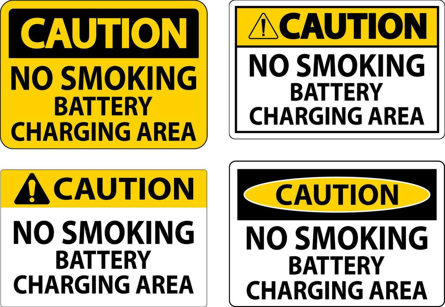Vorsicht Zeichen Batterie Lager Bereich Nein Rauchen vektor