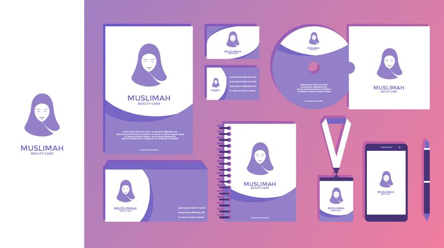 Muslimah Beauty Care Feminin Corporate Identity Vector