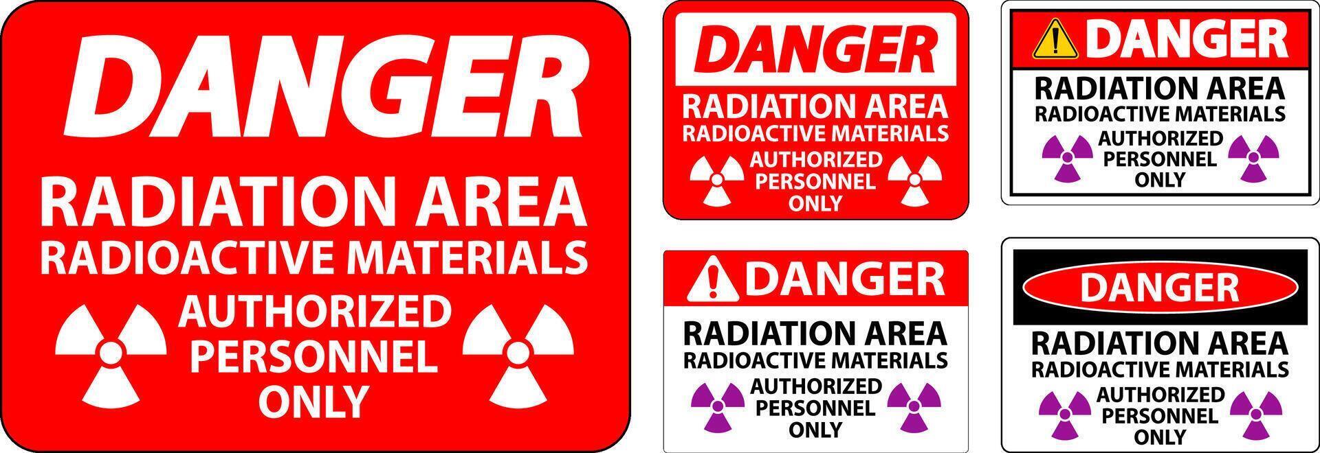 Strahlung Achtung Zeichen Vorsicht Strahlung Bereich, radioaktiv Materialien, autorisiert Personal nur vektor