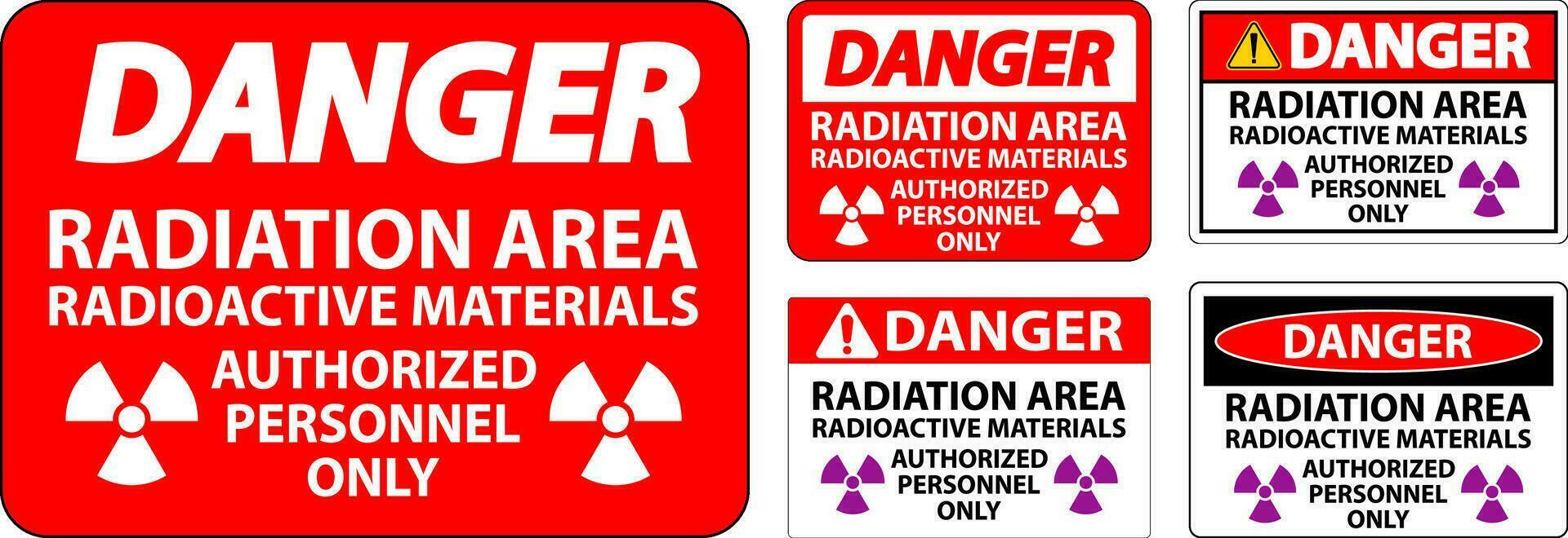 strålning fara tecken varning strålning område, radioaktiv material, auktoriserad personal endast vektor