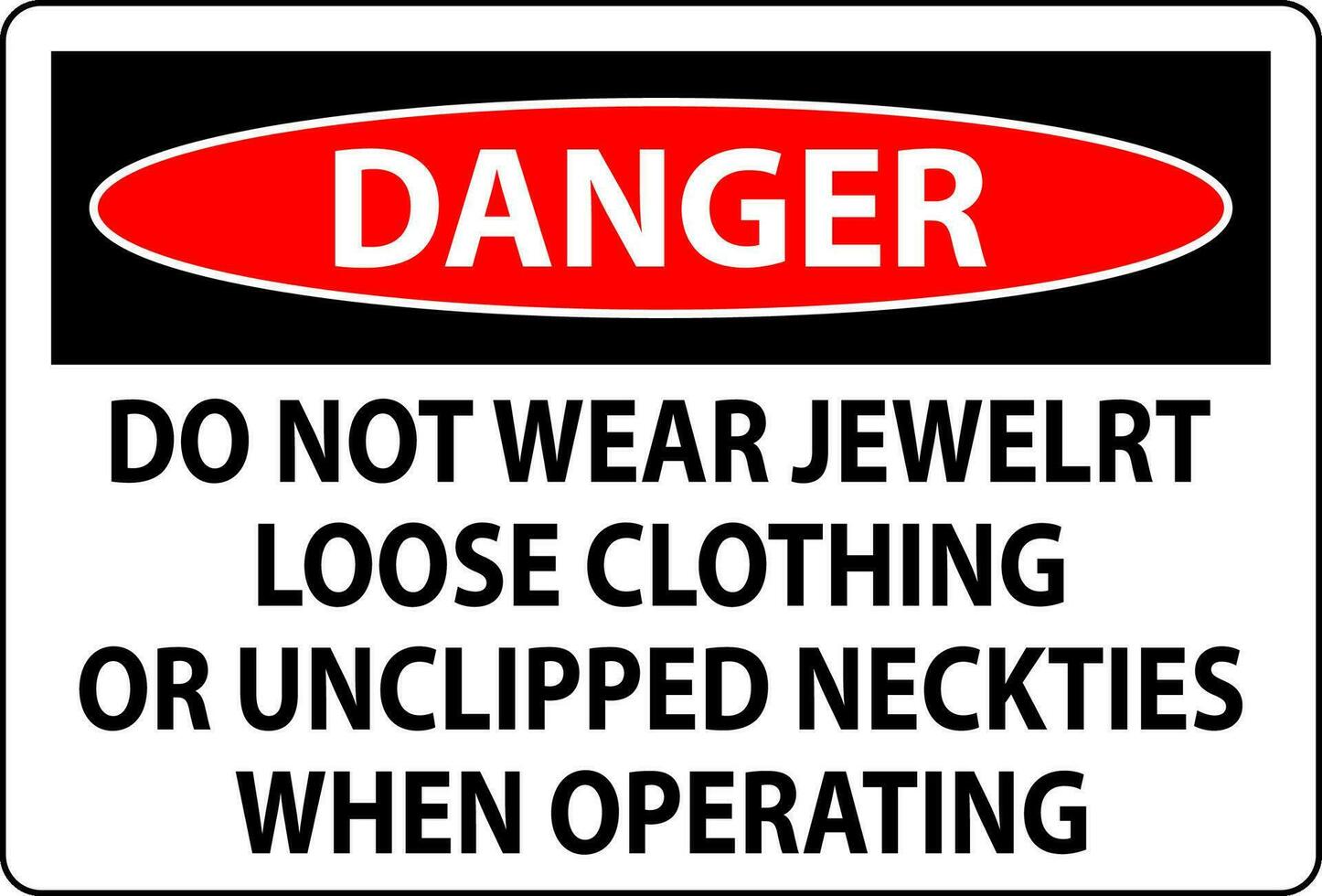 fara tecken do inte ha på sig Smycken, lösa Kläder eller oklippt slipsar när rörelse vektor