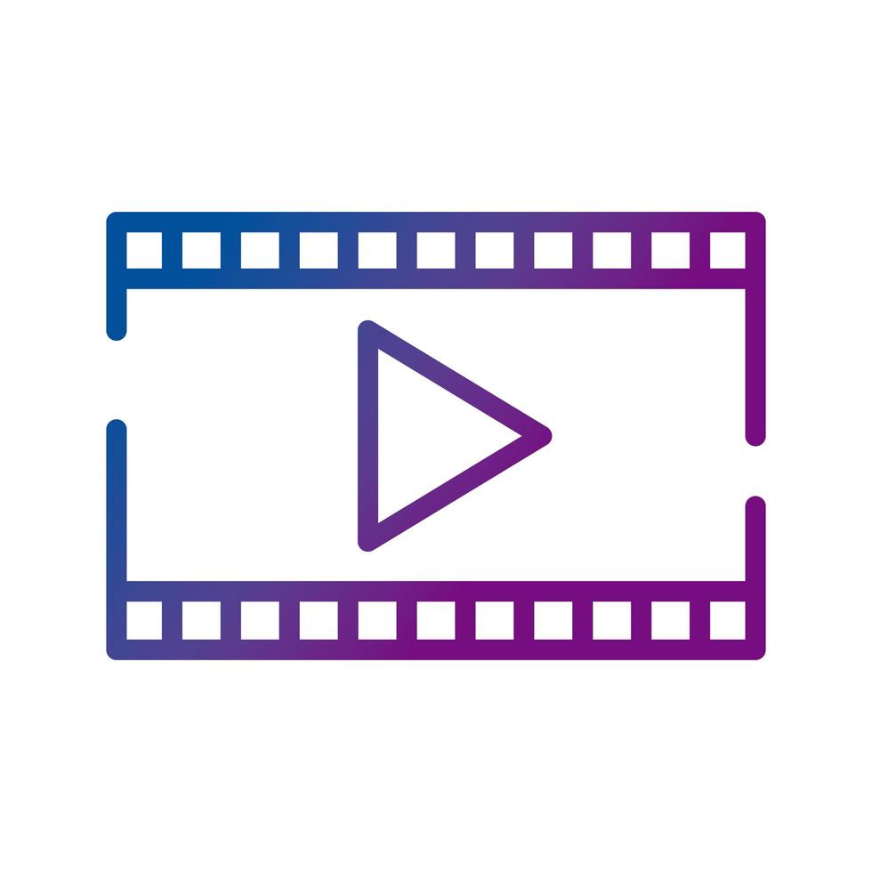Tape-Film mit Play-Button-Videoinhalt-Farbverlauf-Symbol vektor