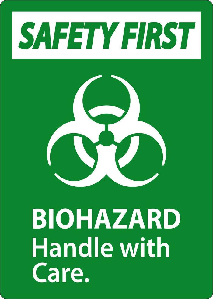 Biogefährdung Sicherheit zuerst Etikette Biogefährdung, Griff mit Pflege vektor