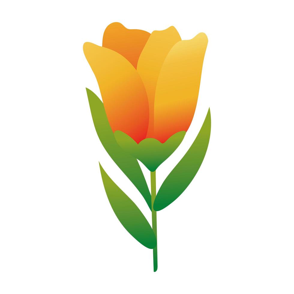 schöne Rose und Blätter Blumengarten Farbverlauf-Stil-Symbol vektor