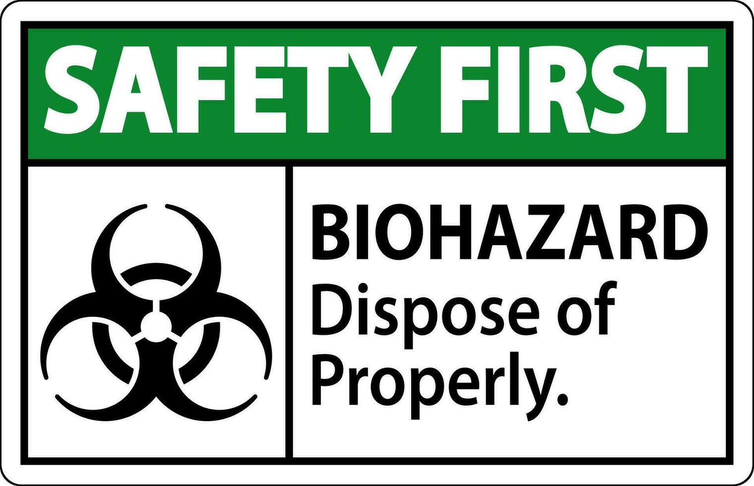 Biogefährdung Sicherheit zuerst Etikette Biogefährdung entsorgen von richtig vektor