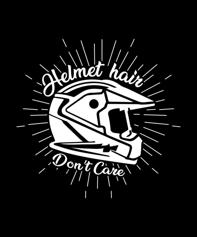 hjälm hår inte vård, motorcykel rolig t-shirt design vektor