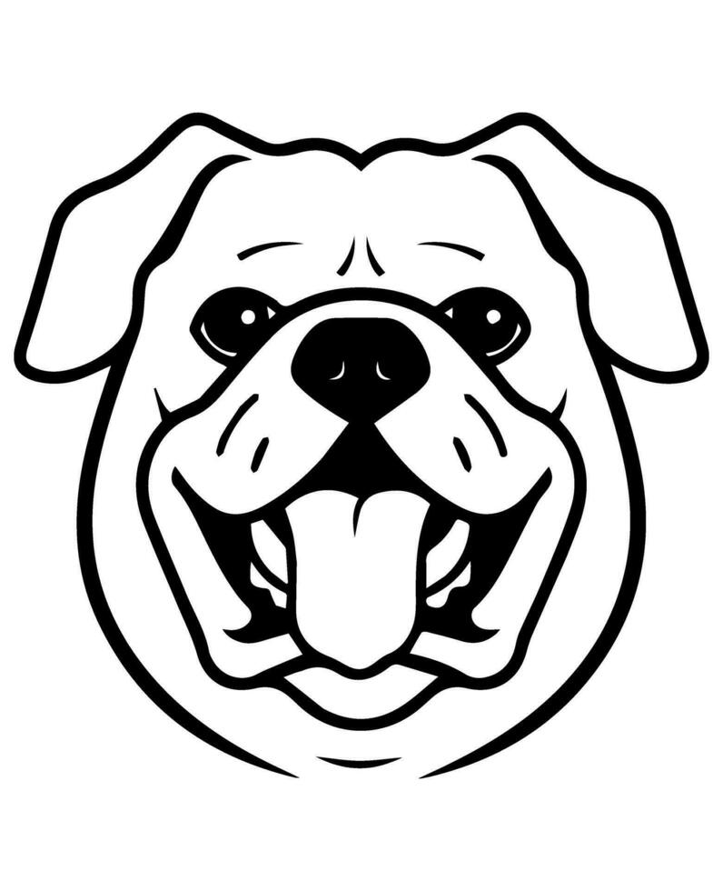 Bulldogge Vektor Symbol Glyphe isoliert, schwarz und Weiß Silhouette.