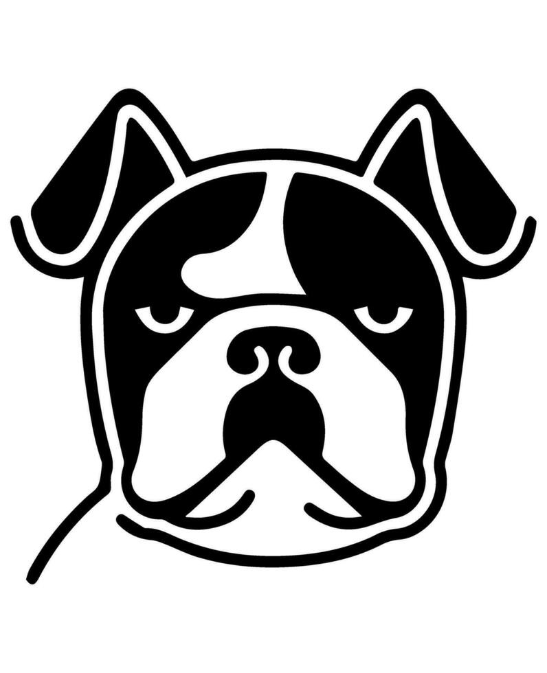 Bulldogge Vektor Symbol Glyphe isoliert, schwarz und Weiß Silhouette.