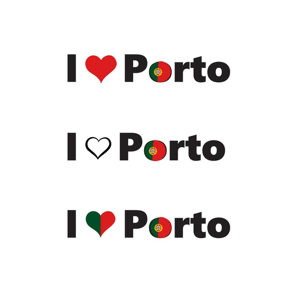 portugal stadt porto horizontales banner. beschriftung ich liebe porto mit nationaler portugiesischer flagge und liebesherz. Vektorvorlage für Ihr Design. vektor