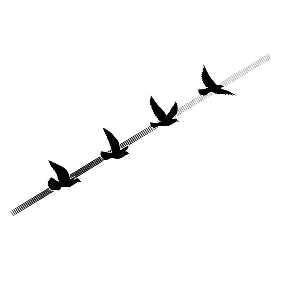 fliegende Vögel Silhouetten Muster Tapete. Vektorillustration. isoliertes Vogelfliegen. Tattoo Design. Vorlage für Karte, Paket und Hintergrundbild. vektor