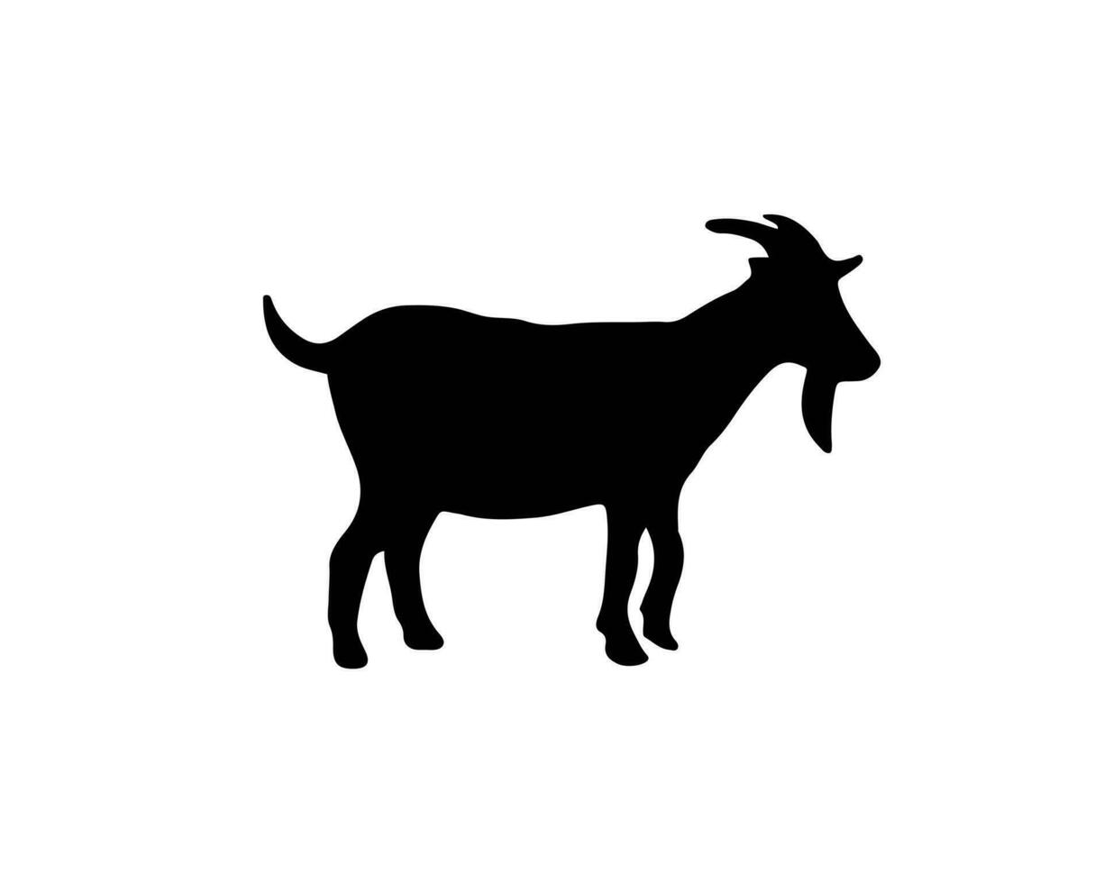 Ziege Silhouette Vektor Illustration. Säugetier Tier Leben im ein Bauernhof. inländisch gehörnt Haustier. Symbol von Milch