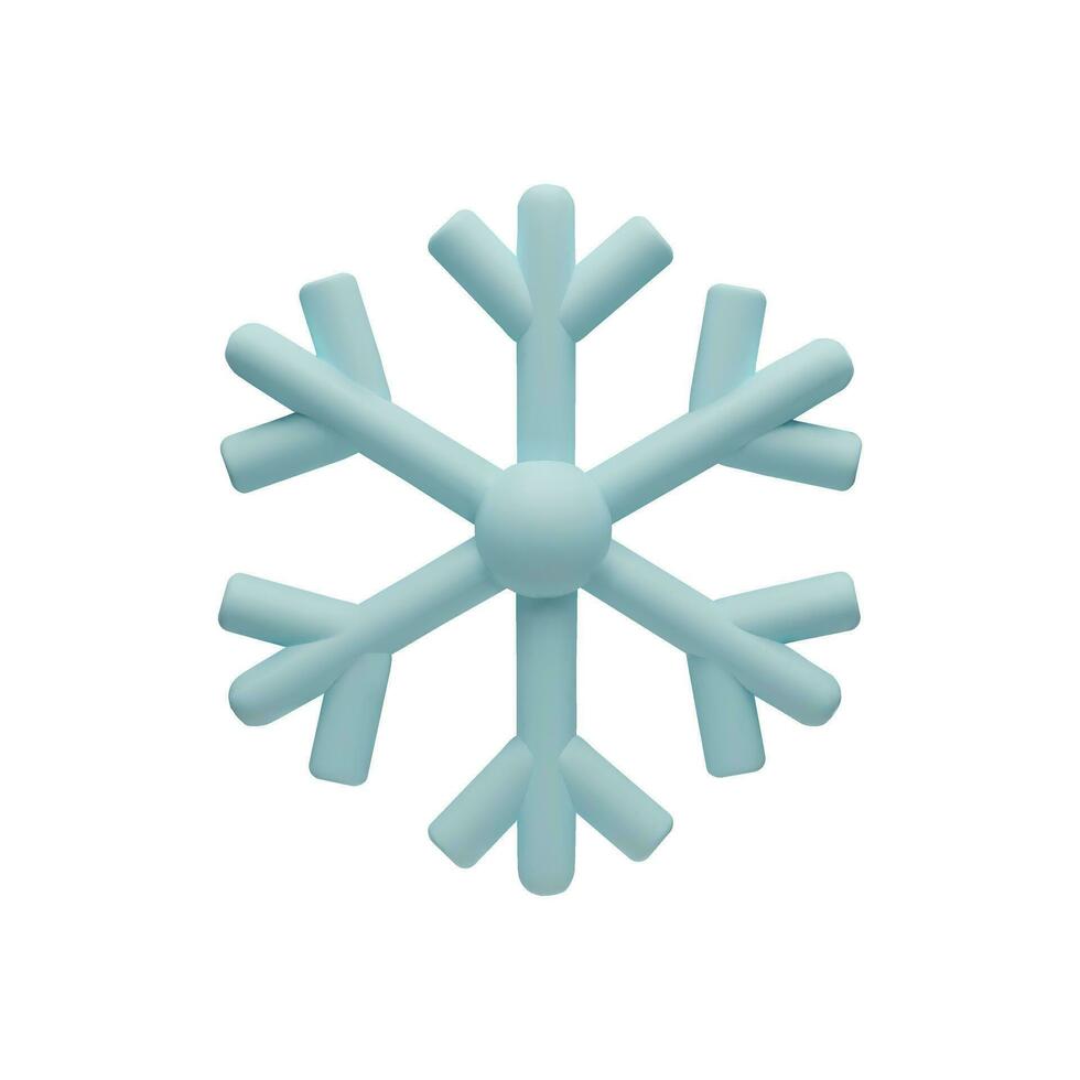 3d machen Schneeflocke. Meteorologie realistisch Element. Vektor Symbol von kalt, Frost. Design Element zum Winter Jahreszeit. Sechseck gestalten Kristall im Ton, Plastik Stil