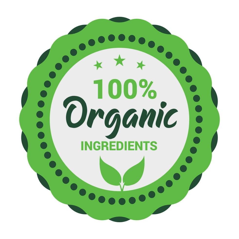 100 procent organisk Ingredienser ikon för mat Produkter vektor