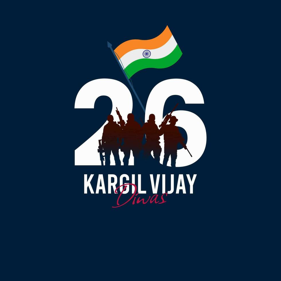 26 .. Juli kargil vijay diwas Design Konzept mit indisch Flagge und Heer Sozial Medien Post vektor