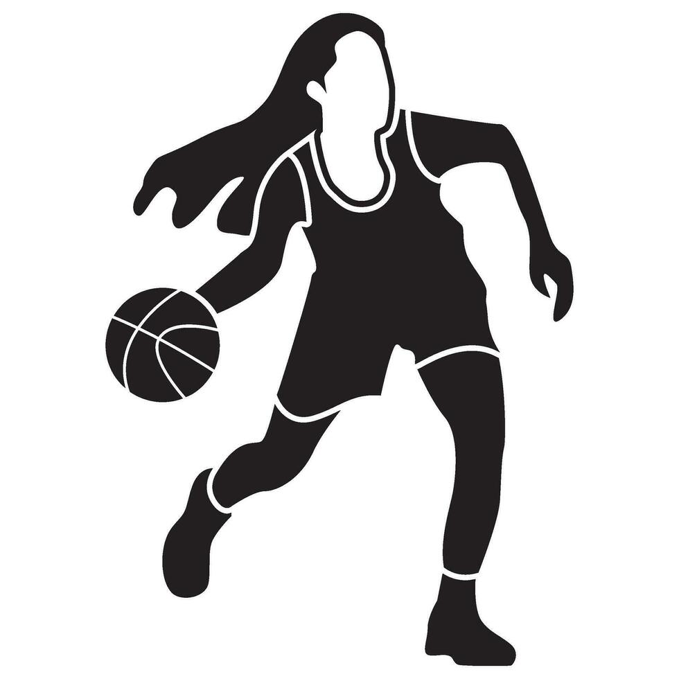 Basketball Mädchen Pose-solide vektor