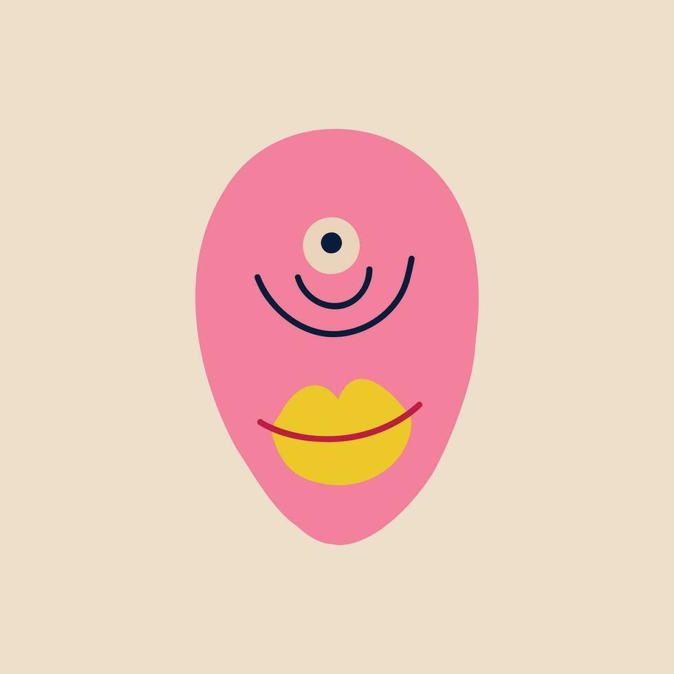rosa rolig bisarr utomjording med ett öga. illustration i en modern barnslig ritad för hand stil vektor
