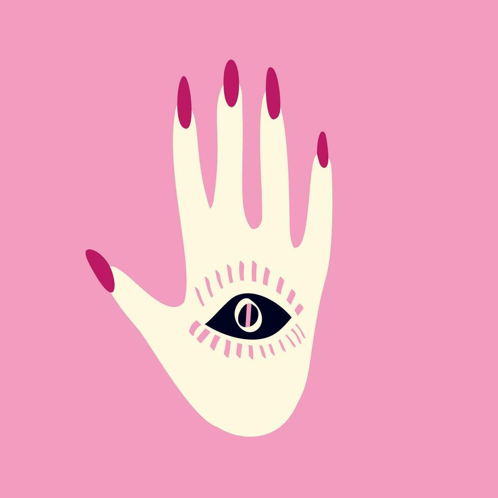 magisch Spiritualist mystisch Symbol von ein Hand mit ein Auge. modern modisch Illustration vektor