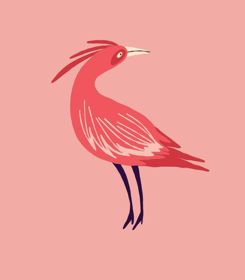 schick seltsam rot Vogel. ein bizarr Märchen Feuervogel. Vektor Illustration