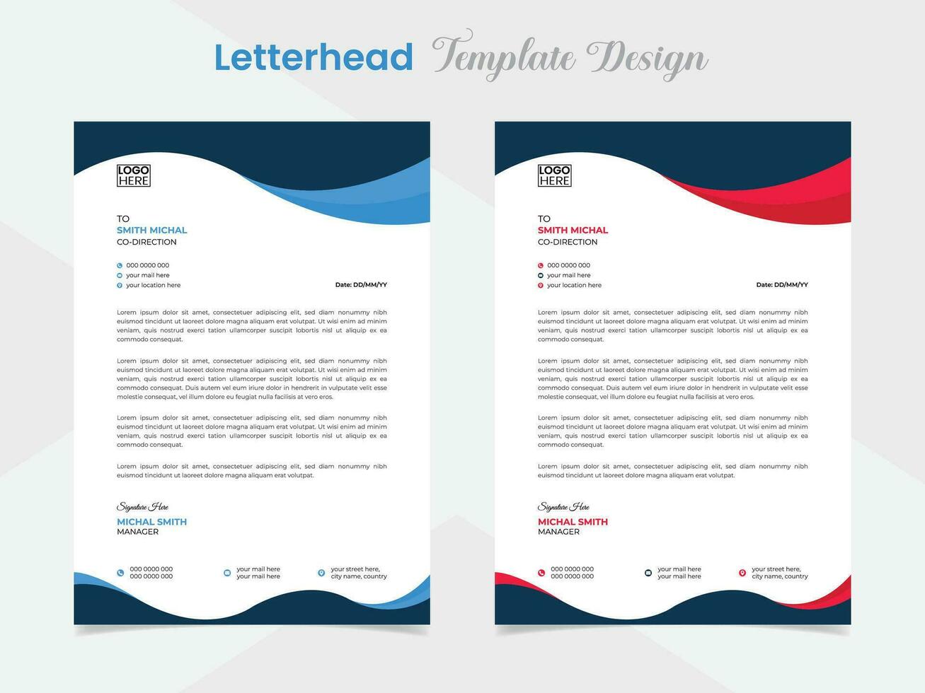 professionell företags- företag stil brev design mall vektor