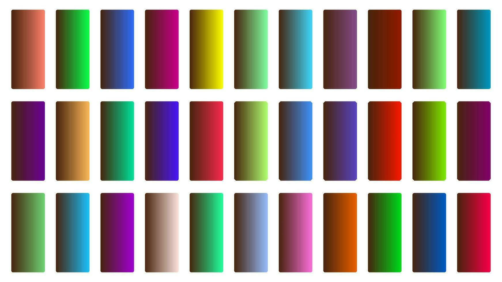 bunt Pekannuss Farbe Schatten linear Gradient Palette Farbfelder Netz Kit gerundet Rechtecke Vorlage einstellen vektor