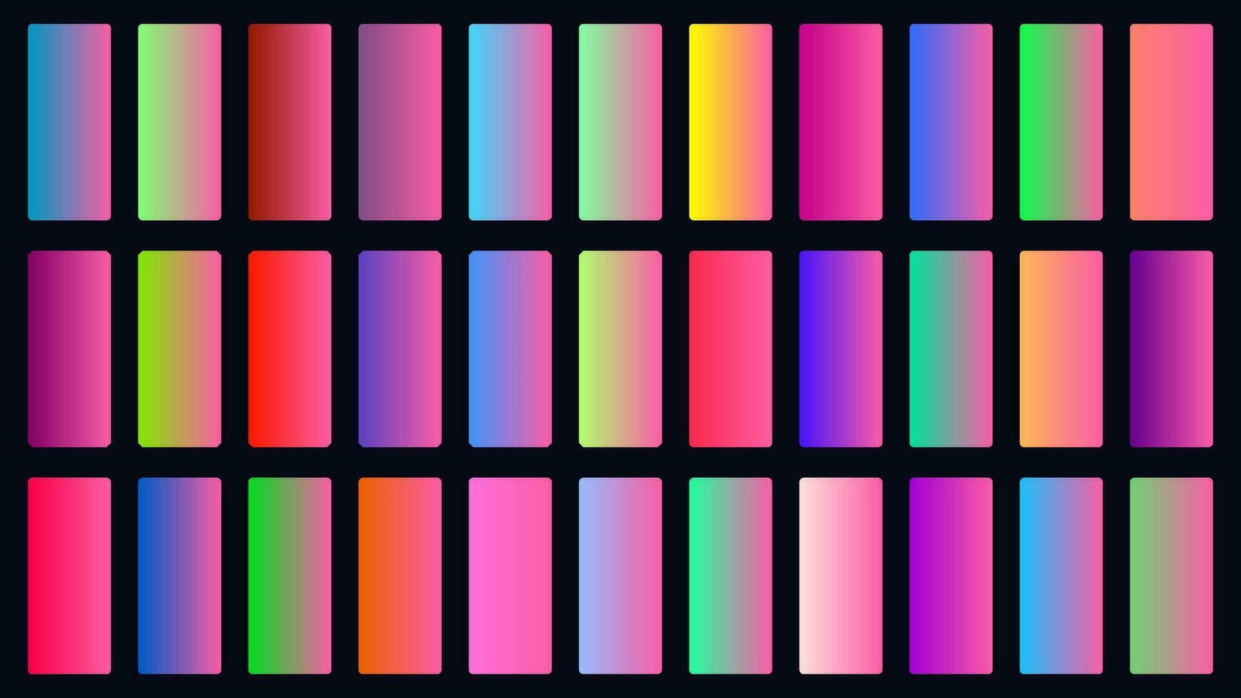 bunt Kaugummi Farbe Schatten linear Gradient Palette Farbfelder Netz Kit gerundet Rechtecke Vorlage einstellen vektor