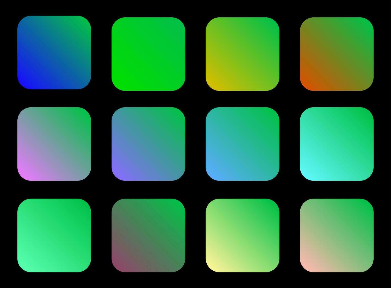 färgrik parakit Färg skugga linjär lutning palett färgrutor webb utrustning avrundad kvadrater mall uppsättning vektor