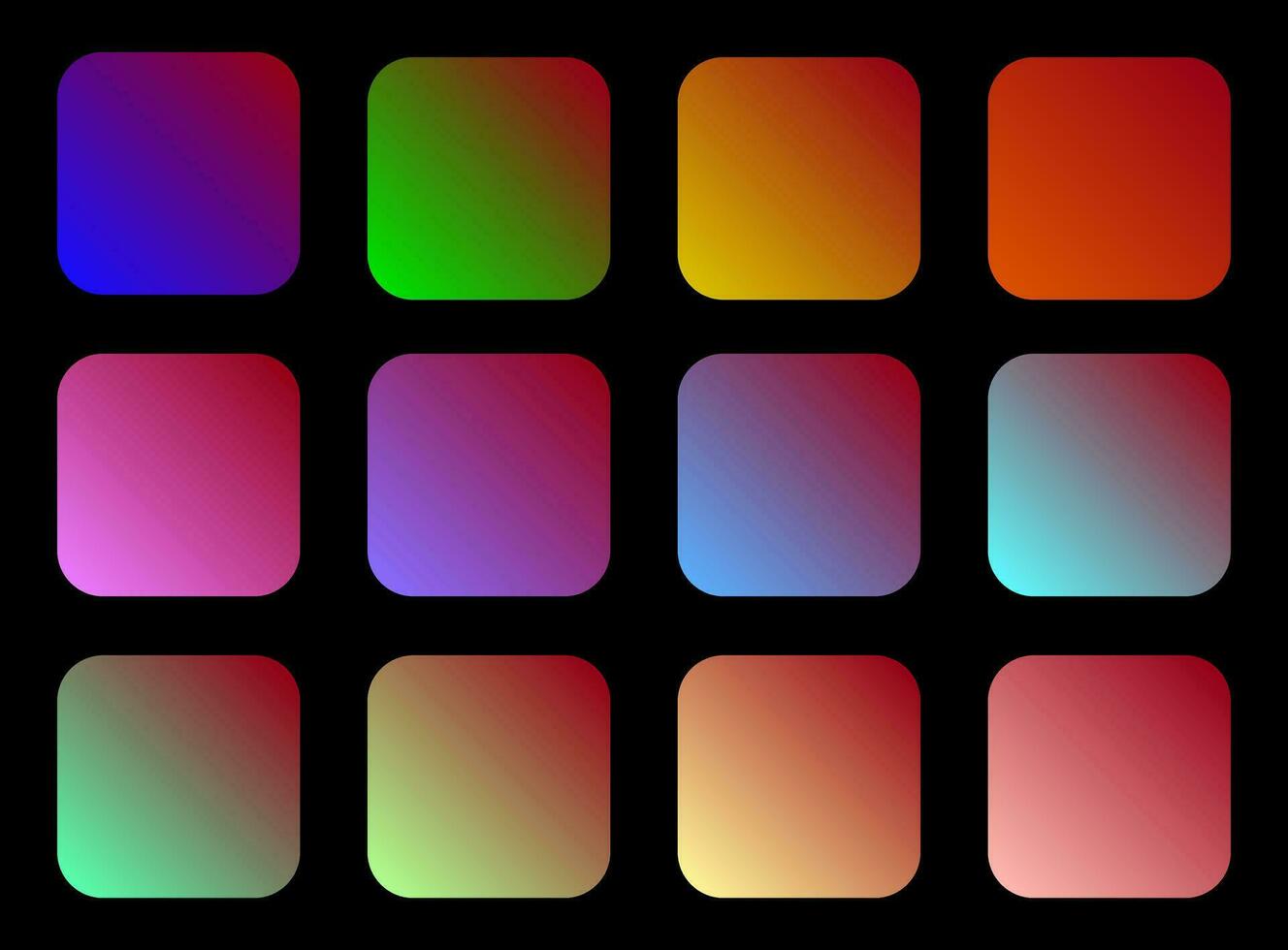 bunt karminrot Farbe Schatten linear Gradient Palette Farbfelder Netz Kit gerundet Quadrate Vorlage einstellen vektor